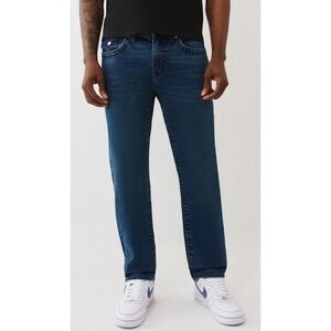 True Religion Geno Big T Flap Jeans Mens 36x30 Relaxed Slim Dark Wash NWT